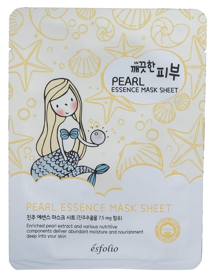 Esfolio Mască din țesătură cu extract de perle pentru față Pure Skin Pearl Essence Mask Sheet, 1 buc