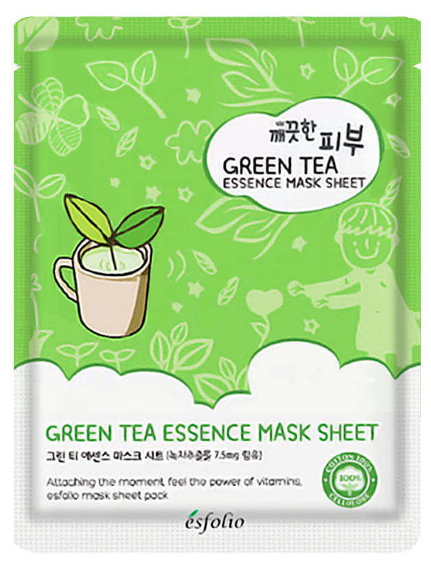 Esfolio Mască din țesătură cu extract de ceai verde Pure Skin Green Tea Essence Mask Sheet, 1 buc