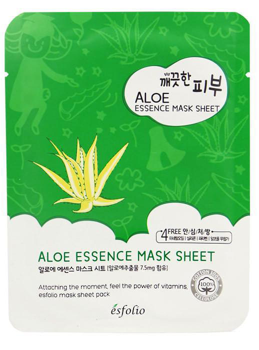 Esfolio Mască din țesătură cu aloe pentru față Pure Skin Aloe Essence Mask Sheet, 1 buc