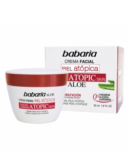 Babaria Crema hidratanta pentru fata Atopic Skin Facial Cream With Aloe Vera, 50 ml