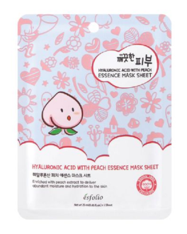 Esfolio Mască din țesătură cu acid hialuronic și piersici pentru față Pure Skin Hyaluronic Acid With Peach Essence Mask, 1 buc
