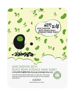 Esfolio Mască din țesătură cu niacinamidă și extract de soia neagră pentru o piele strălucitoare Pure Skin Niacinamide Black Bean Essence Mask Sheet, 1 buc