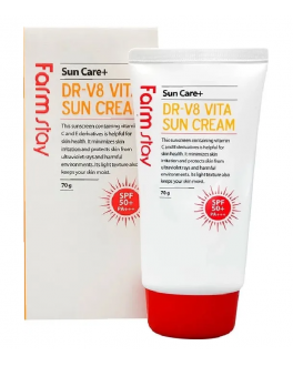 FarmStay Cremă vitaminizată cu protecție solară pentru față SPF 50 DR-V8 Vita Sun Cream SPF 50, 70 ml