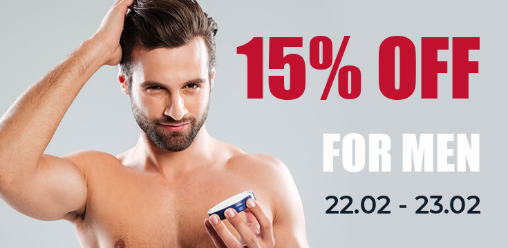 15% reducere la toate produsele pentru bărbați